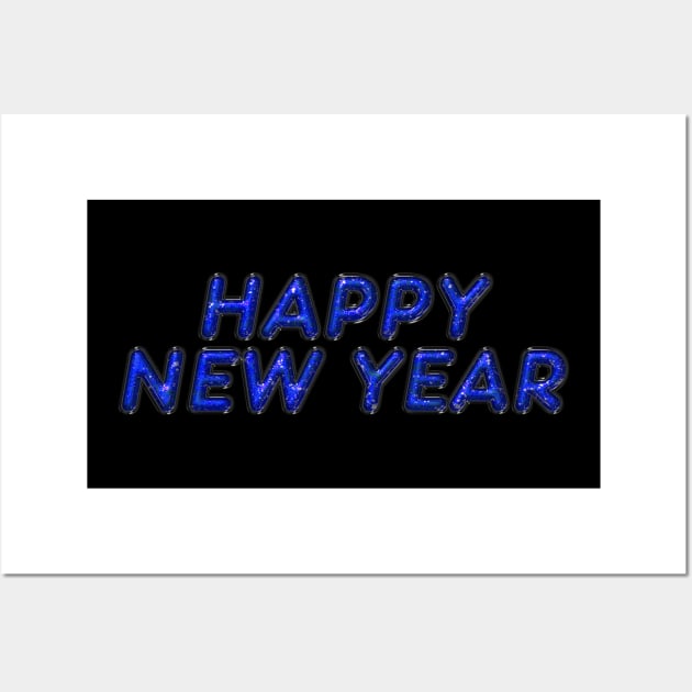 Happy New Year - Blue Wall Art by The Black Panther